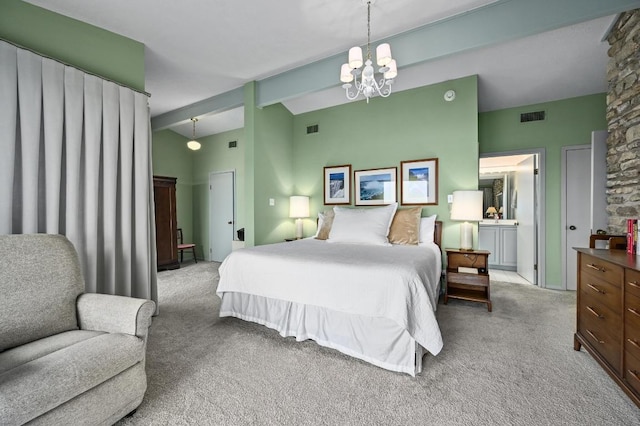 717 Mariner, Lakeway, TX 78734 - carpeted bedroom with lofted ceiling and a chandelier