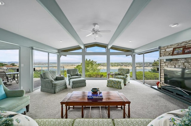 717 Mariner, Lakeway, TX 78734 - living area with carpet, ceiling fan, and plenty of natural light