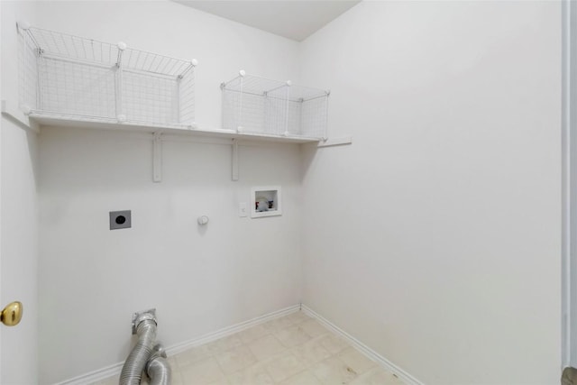 201 Murchison Dr, Cedar Creek, TX 78612 - laundry area featuring electric dryer hookup, gas dryer hookup, washer hookup, baseboards, and light flooring
