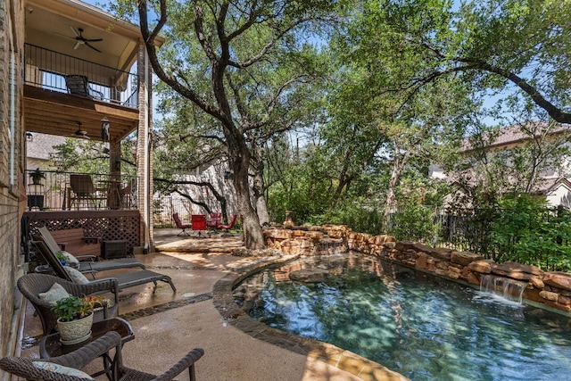 102 Cheerful Ct, Lakeway, TX 78734 - view of swimming pool with a ceiling fan and a patio area