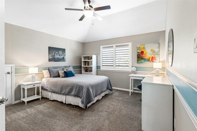 102 Cheerful Ct, Lakeway, TX 78734 - bedroom featuring lofted ceiling, carpet, ceiling fan, and baseboards