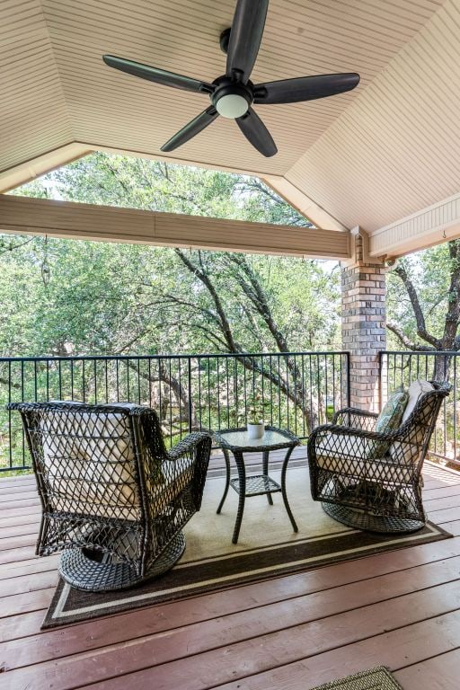 102 Cheerful Ct, Lakeway, TX 78734 - wooden deck with a ceiling fan