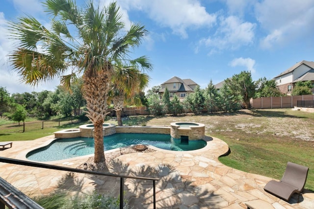 2904 Kodiak Cv, Cedar Park, TX 78613 - view of pool with a pool with connected hot tub, a fenced backyard, and a patio area