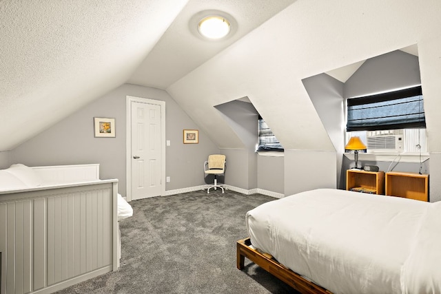 10003 Baxter Ln, Austin, TX 78736 - bedroom with dark carpet, vaulted ceiling, and cooling unit