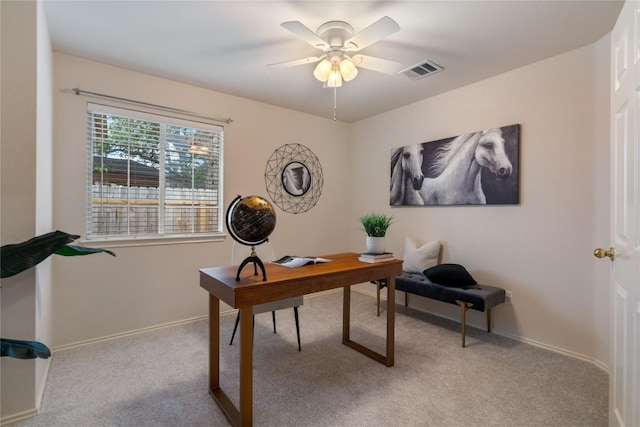 10500 Hendon St, Austin, TX 78748 - office with light carpet, ceiling fan, and baseboards