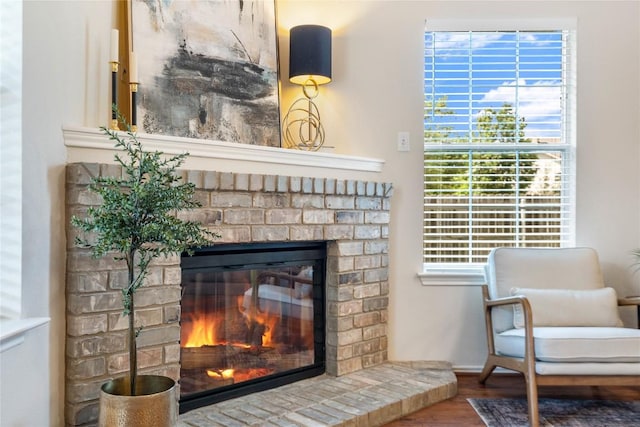 10500 Hendon St, Austin, TX 78748 - detailed view of a fireplace, wood finished floors, and baseboards