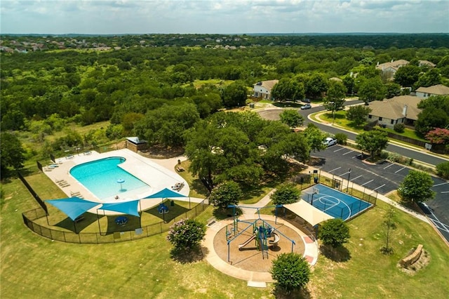 10500 Hendon St, Austin, TX 78748 - bird's eye view of a forest and a pool area