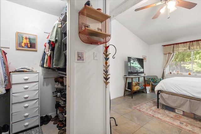 8900 Tina Ct, Austin, TX 78758 - bedroom with vaulted ceiling and ceiling fan