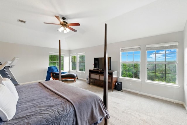 10220 N Chestnut Ridge Rd, Austin, TX 78726 - carpeted bedroom with lofted ceiling, baseboards, and ceiling fan