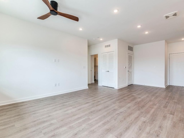 4802 S Congress Ave Unit 310, Austin, TX 78745 - empty room with recessed lighting, light wood-type flooring, and a ceiling fan