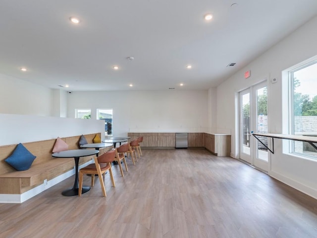 4802 S Congress Ave Unit 310, Austin, TX 78745 - dining area with recessed lighting and light wood-style floors