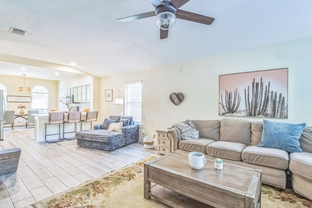 1918 Sand Creek Rd, Cedar Park, TX 78613 - living area featuring a ceiling fan and light wood-style flooring