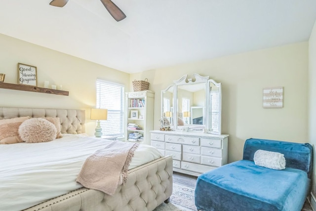 1918 Sand Creek Rd, Cedar Park, TX 78613 - bedroom with a ceiling fan and wood finished floors