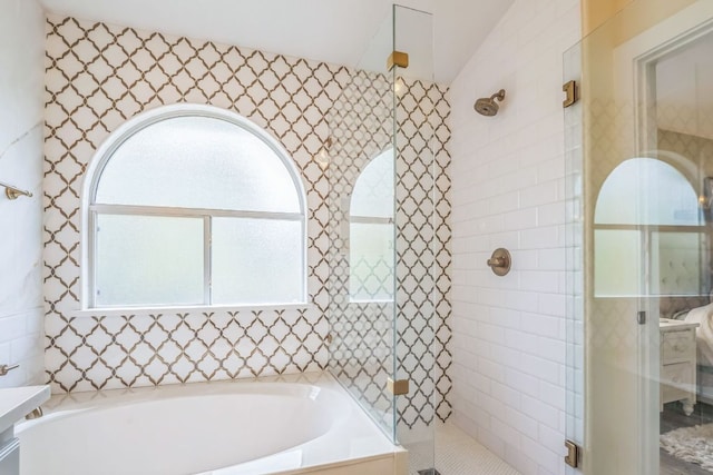 1918 Sand Creek Rd, Cedar Park, TX 78613 - full bathroom featuring a garden tub, a stall shower, and vanity