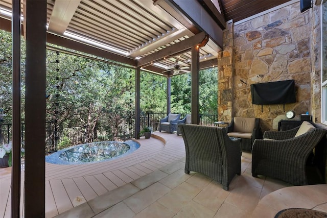 5700 Cherokee Draw Rd, Austin, TX 78738 - deck with a ceiling fan and an outdoor living space