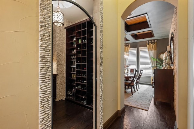 5700 Cherokee Draw Rd, Austin, TX 78738 - wine cellar with arched walkways and hardwood / wood-style floors