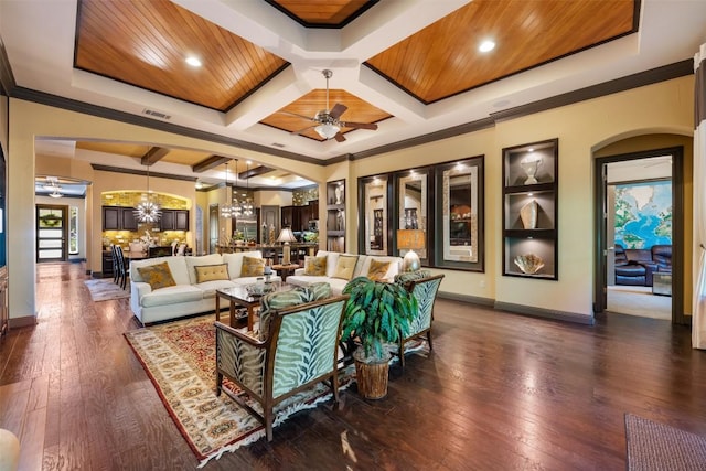 5700 Cherokee Draw Rd, Austin, TX 78738 - community lobby with ornamental molding, beamed ceiling, coffered ceiling, and recessed lighting