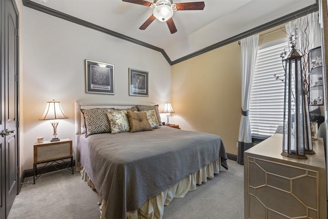 5700 Cherokee Draw Rd, Austin, TX 78738 - bedroom featuring ornamental molding, light carpet, baseboards, and a ceiling fan