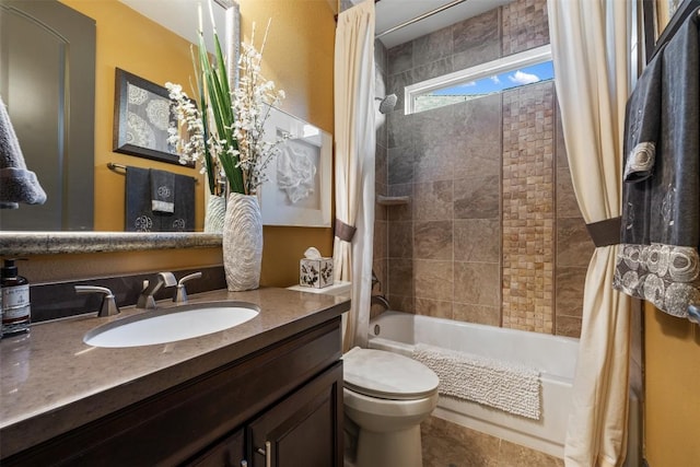 5700 Cherokee Draw Rd, Austin, TX 78738 - full bathroom featuring shower / bath combination with curtain, vanity, and toilet