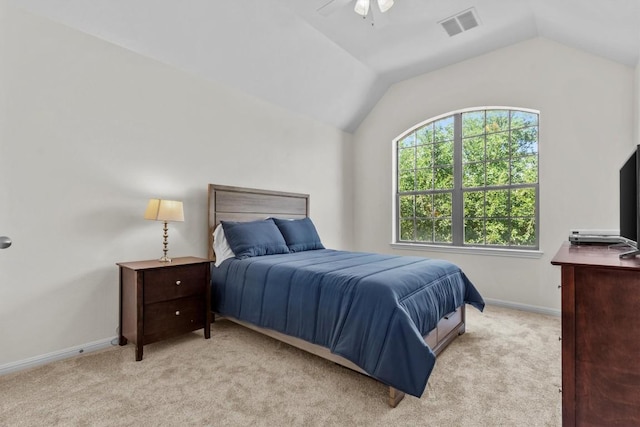 2700 Outlook Ridge Loop, Leander, TX 78641 - bedroom featuring carpet flooring, vaulted ceiling, and ceiling fan