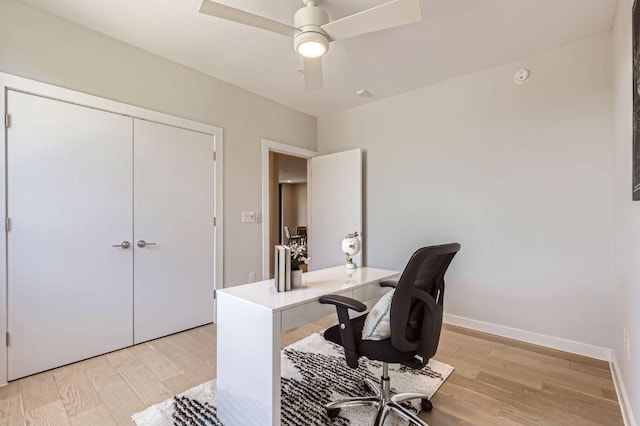 900 S 1st St Unit 212, Austin, TX 78704 - office featuring light wood-type flooring, ceiling fan, and baseboards
