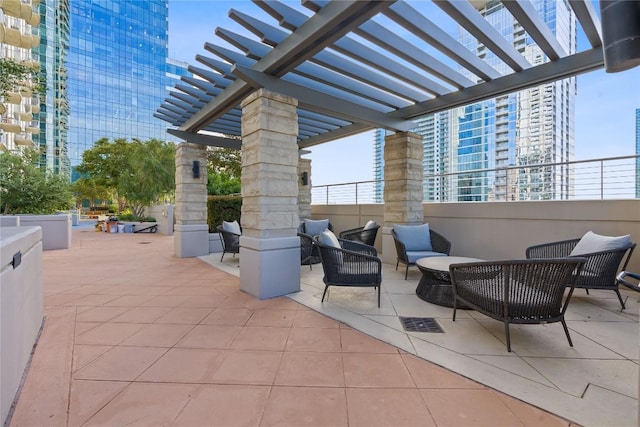 360 Nueces St Unit 3309, Austin, TX 78701 - view of patio with a pergola, an outdoor hangout area, and a view of city