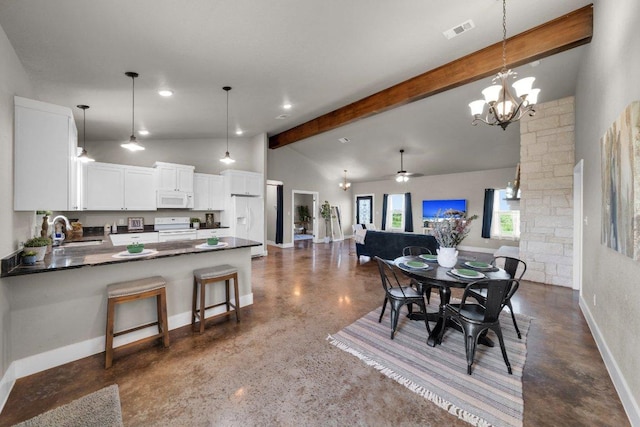 200 County Road 358, Granger, TX 76530 - dining area with recessed lighting, a chandelier, baseboards, and ceiling fan