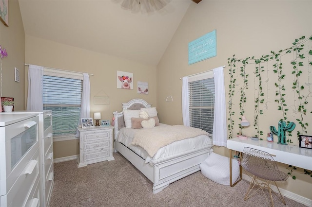 2543 Fm 975, Caldwell, TX 77836 - carpeted bedroom featuring high vaulted ceiling and baseboards