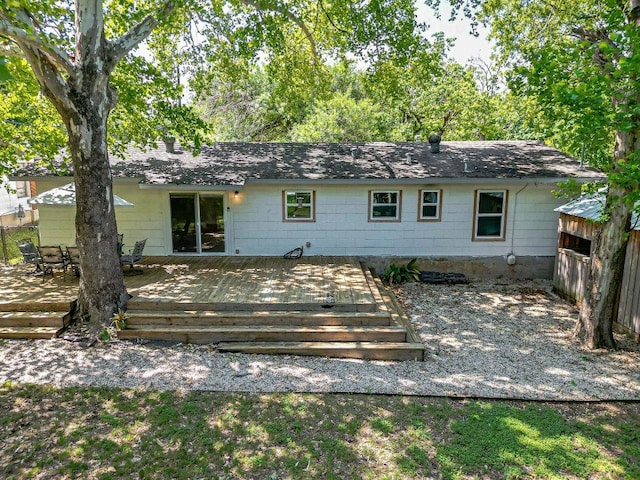 4714 Philco Dr, Austin, TX 78745 - rear view of property with a wooden deck