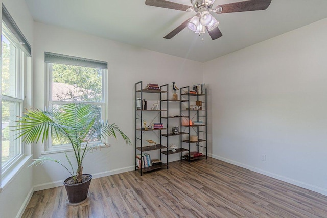 4714 Philco Dr, Austin, TX 78745 - miscellaneous room with wood finished floors and a ceiling fan
