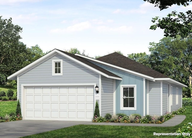 11520 Domenico Cv, Austin, TX 78747 - single story home featuring roof with shingles, board and batten siding, and driveway