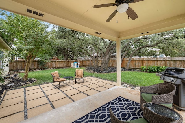 1609 Churchill Cv, Cedar Park, TX 78613 - view of patio / terrace with ceiling fan and a grill