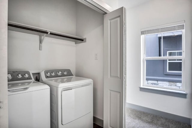 2121 Local Rebel Loop, Leander, TX 78641 - laundry room featuring washer and dryer and carpet flooring