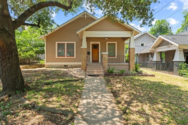 4314 Duval St, Austin, TX 78751 - view of front of property featuring covered porch and crawl space