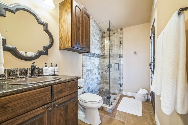 12529 Verandah Ct, Austin, TX 78726 - full bathroom featuring a shower stall, vanity, and stone finish floors