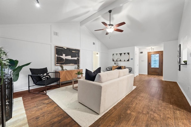 7701 Lowdes Dr, Austin, TX 78745 - living area featuring wood finished floors, a ceiling fan, and baseboards