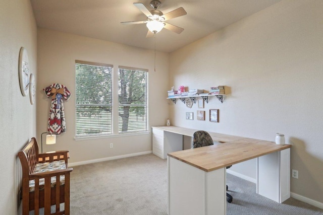816 Drifting Wind Run, Dripping Springs, TX 78620 - office space with light colored carpet, a ceiling fan, and baseboards