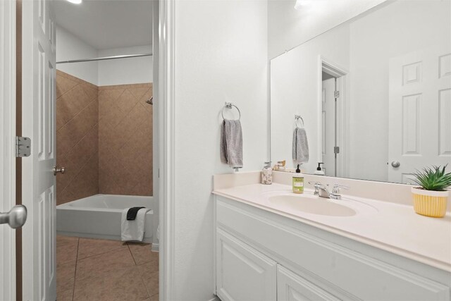 260 Kiras Ct, Austin, TX 78737 - full bath featuring vanity, tile patterned flooring, and  shower combination