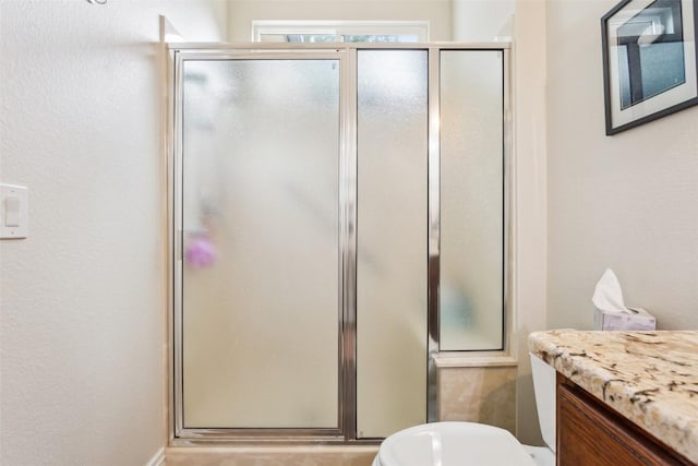 131 Nolan Dr, Georgetown, TX 78633 - full bath featuring vanity, toilet, and a shower stall