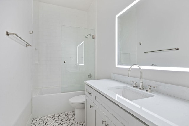 13410 Galleria Cir, Austin, TX 78738 - full bathroom featuring toilet, vanity, shower / bath combination, and tile patterned floors