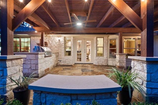 3109 Sesbania Dr, Austin, TX 78748 - view of patio / terrace featuring french doors and ceiling fan