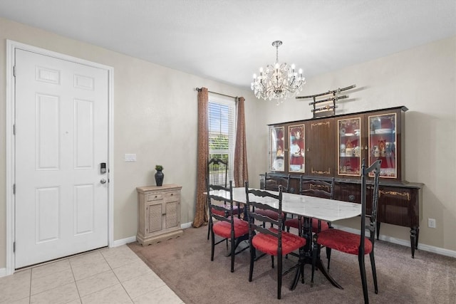 1608 Torre St, Leander, TX 78641 - tiled dining room with a chandelier and carpet flooring