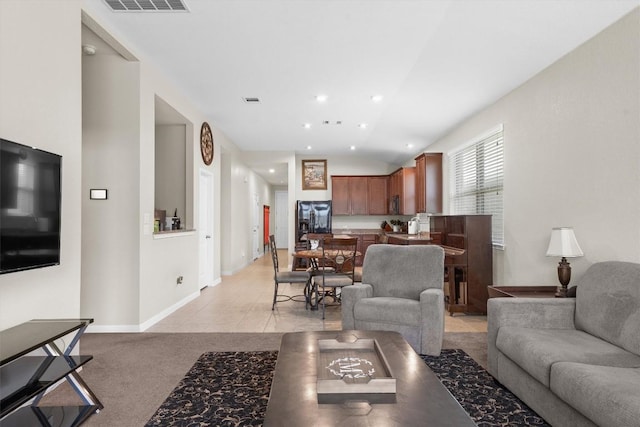 1608 Torre St, Leander, TX 78641 - living room featuring lofted ceiling and recessed lighting