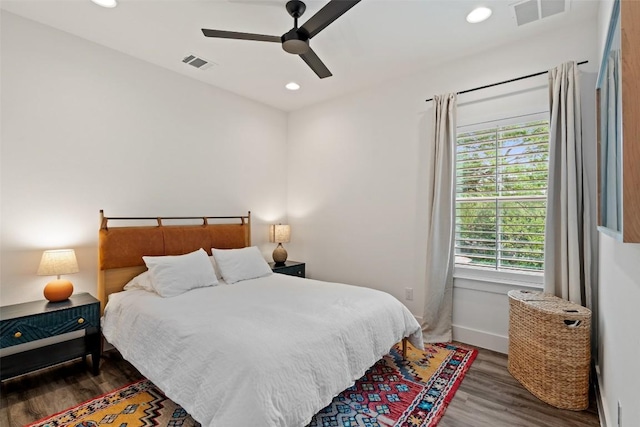 4605 Englewood Dr Unit A, Austin, TX 78745 - bedroom with wood finished floors, recessed lighting, and ceiling fan