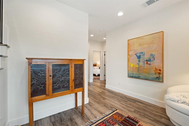 4605 Englewood Dr Unit A, Austin, TX 78745 - living area with dark wood finished floors and recessed lighting