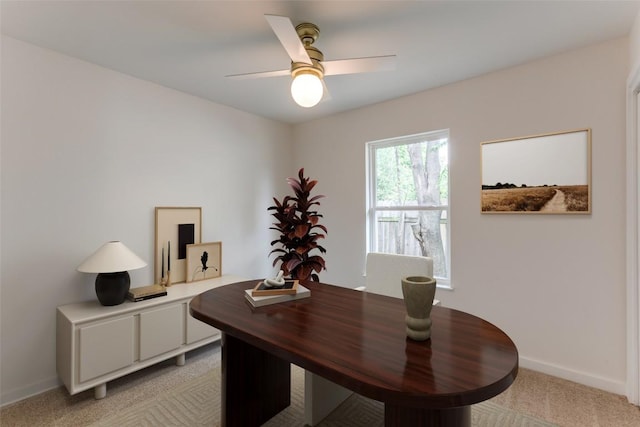8409 Kimble Cv, Austin, TX 78757 - office space with a ceiling fan, light colored carpet, and baseboards