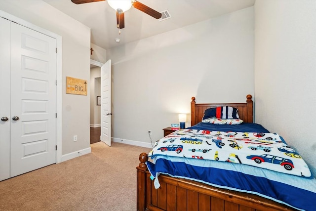 1005 Hezekiah Ln, Leander, TX 78641 - bedroom featuring light colored carpet and ceiling fan