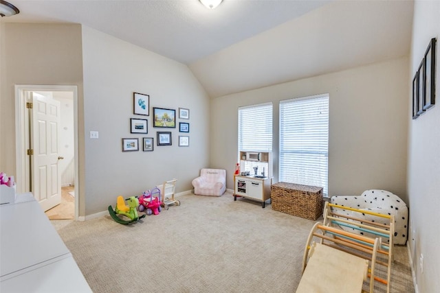 13532 Utah Flats Dr, Austin, TX 78727 - bedroom featuring carpet flooring, vaulted ceiling, and baseboards