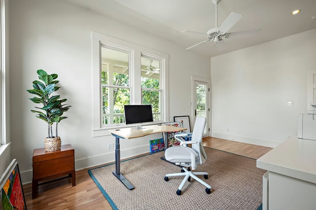 800 W Lynn St, Austin, TX 78703 - office space with ceiling fan, light wood finished floors, baseboards, and recessed lighting
