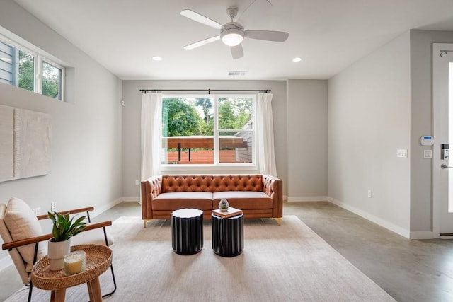 4020 Airport Blvd Unit 9, Austin, TX 78722 - living area with healthy amount of natural light, a ceiling fan, baseboards, and recessed lighting